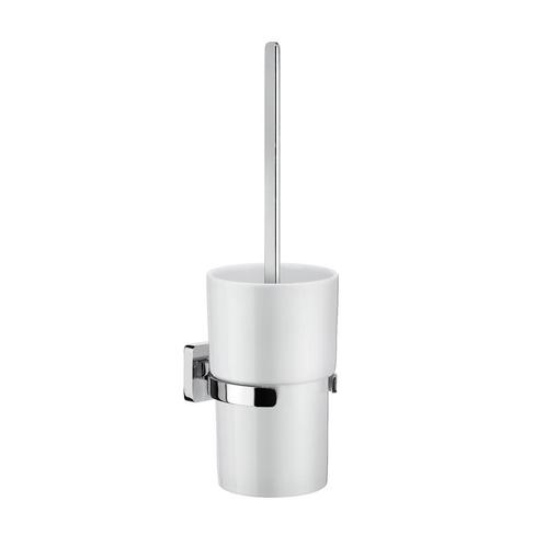 Toiletborstel met Wandhouder Smedbo Ice Porselein Glas, Doe-het-zelf en Verbouw, Sanitair, Bad, Nieuw, Chroom, Ophalen of Verzenden
