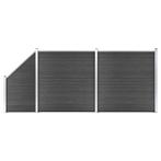 vidaXL Schuttingpanelenset 446x(105-186) cm HKC zwart, Verzenden, Nieuw, Kunststof, 1 tot 2 meter