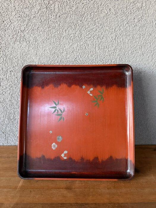 Dienblad - bamboe en kleine bloemmotieven - Hout, lak,, Antiek en Kunst, Antiek | Overige Antiek