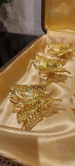 Messensteun (12) - Papillons - goudkleurige messing -, Antiek en Kunst