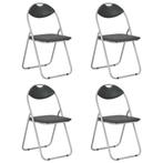 vidaXL Eetkamerstoelen inklapbaar 4 st kunstleer zwart, Huis en Inrichting, Stoelen, Verzenden, Nieuw, Zwart