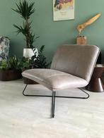 Leren fauteuil zonder armleuning met kruisframe - bruin leer, Nieuw, Ophalen of Verzenden, 75 tot 100 cm, Industrieel