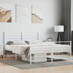 vidaXL Bedframe met hoofd- en voeteneinde metaal wit 120 x, Verzenden, Wit, Metaal, Nieuw