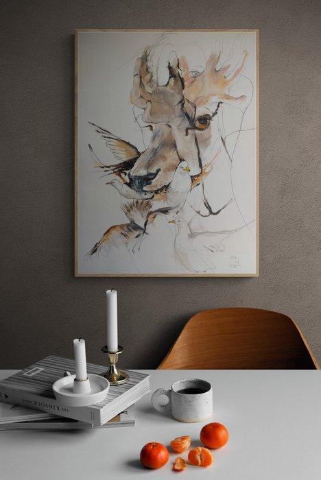 Olga Gál - Build your nest in Heaven original art on paper, Antiek en Kunst, Kunst | Schilderijen | Modern