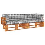 vidaXL Tweezitsbank pallet met kussens honingbruin, Tuin en Terras, Tuinsets en Loungesets, Verzenden, Nieuw