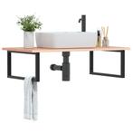 vidaXL Badkamer wandschap staal en massief eikenhout, Verzenden, Nieuw