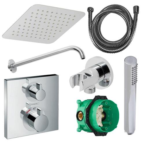 Hansgrohe Ecostat Regendoucheset Inbouw Wanduitloop met, Doe-het-zelf en Verbouw, Sanitair, Kraan, Nieuw, Chroom, Ophalen of Verzenden