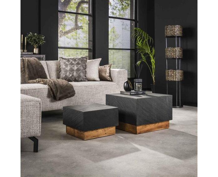 Salontafel Onyx set van 2 vierkant - Leisteen, Huis en Inrichting, Tafels | Salontafels, Nieuw, Ophalen of Verzenden