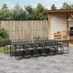 vidaXL 13-delige Tuinset met kussens poly rattan zwart, 2 zitplaatsen, Nieuw, Tuinset, Verzenden