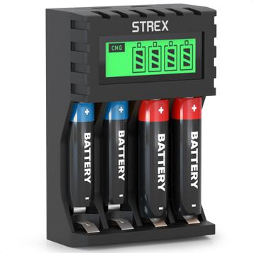 Strex Batterij Oplader - AA/AAA Batterijen - USB Oplaadbaar