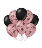 Ballonnen 50 Jaar Roze/Zwart (8st), Nieuw, Ophalen of Verzenden