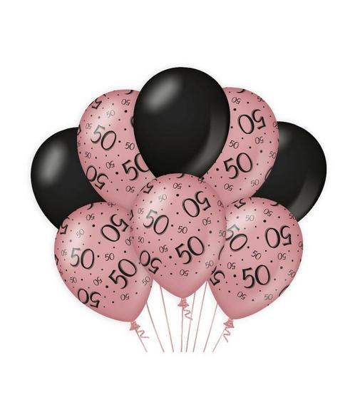 Ballonnen 50 Jaar Roze/Zwart (8st), Kleding | Dames, Carnavalskleding en Feestkleding, Nieuw, Ophalen of Verzenden