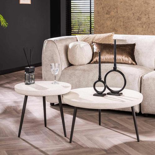 *WOONWINKEL* Salontafel Set Van 2 Flat Round Stone, Huis en Inrichting, Tafels | Salontafels, Nieuw, Verzenden