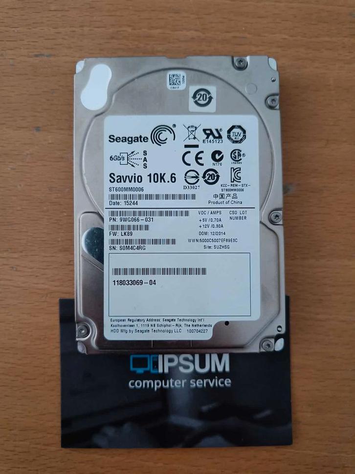 Seagate 600gb 10K SAS schijf ST600MM0006, Computers en Software, Harde schijven, Refurbished, Ophalen of Verzenden