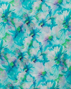 Viscose Marocain Bloemen Aqua, Hobby en Vrije tijd, Stoffen en Lappen, Blauw, Nieuw
