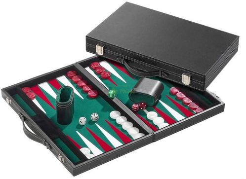 Backgammon Koffer - Standaard Groen Groot | Philos -, Hobby en Vrije tijd, Gezelschapsspellen | Bordspellen, Nieuw, Verzenden