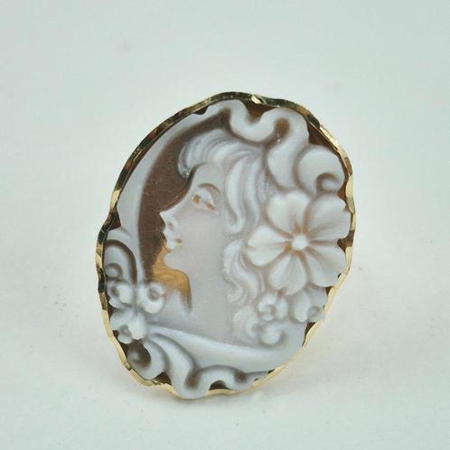 Verguld, Zilver - Ring - Handgesneden maas, Antiek en Kunst, Curiosa en Brocante