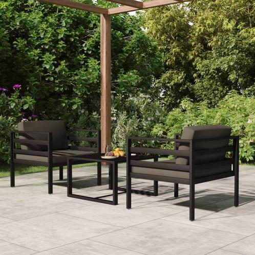 vidaXL 3-delige Loungeset met kussens aluminium, Tuin en Terras, Tuinsets en Loungesets, Loungeset, Nieuw, Aluminium, Verzenden