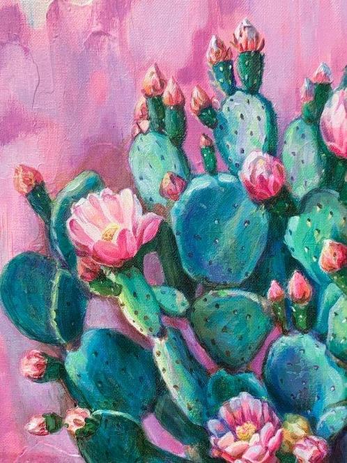 Alyona Yaseneva (1985) - Cactus, Antiek en Kunst, Kunst | Schilderijen | Klassiek