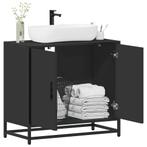 vidaXL Wastafelkast 65x33x60 cm bewerkt hout zwart, Huis en Inrichting, Badkamer | Badkamermeubels, Verzenden, Nieuw, Minder dan 100 cm