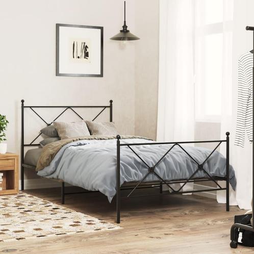 vidaXL Bedframe met hoofd- en voeteneinde metaal zwart, Huis en Inrichting, Slaapkamer | Bedden, Zwart, Nieuw, Metaal, Eenpersoons