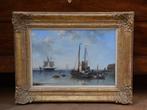 Nicolaas Riegen (1827-1889) - Rivierlandschap met boten