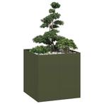 vidaXL Plantenbak 80x80x80 cm staal olijfgroen, Tuin en Terras, Verzenden, Nieuw, Metaal