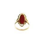 Gouden ring met bloedkoraal 14 krt