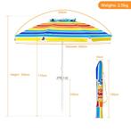 2dekans | Coast 220 cm Strandparaplu UPF50 – Multicolor, Tuin en Terras, Parasols, Ophalen of Verzenden, Zo goed als nieuw