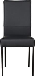 Donkerblauwe leren moderne eetkamerstoel - poot vierkant zwa, Huis en Inrichting, Stoelen, Overige kleuren, Nieuw, Leer, Ophalen of Verzenden