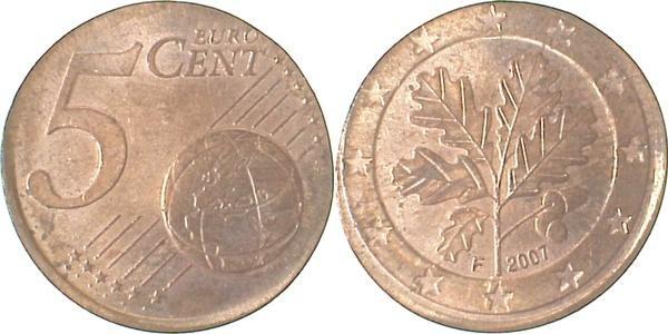 2007 Duitsland Fehlpraegung 5 Cent auf 2 Cent Rohling gep..., Postzegels en Munten, Munten | Europa | Niet-Euromunten, Verzenden