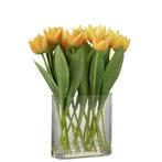 J-Line Tulpen In Vaas Ovaal Plastiek Glas Geel, Huis en Inrichting, Woonaccessoires | Vazen, Verzenden, Nieuw