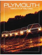 1985 PLYMOUTH PROGRAMMA BROCHURE ENGELS (USA), Nieuw, Porsche, Author