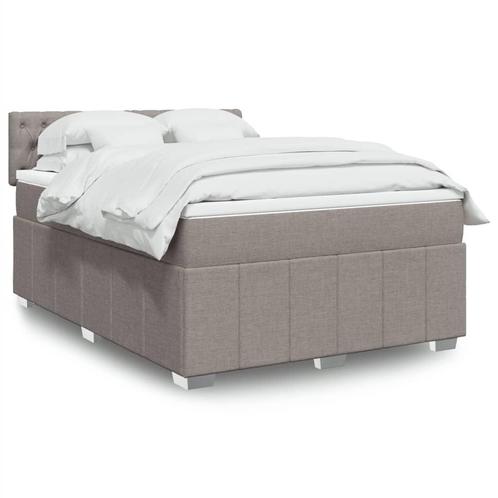 vidaXL Boxspring met matras stof taupe 140x190 cm, Huis en Inrichting, Slaapkamer | Bedden, 140 cm, 190 cm of minder, Tweepersoons