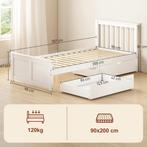 TRUUSK Eenpersoonsbedframe van Hout - Met Lades op Wielen -, Verzenden, Nieuw