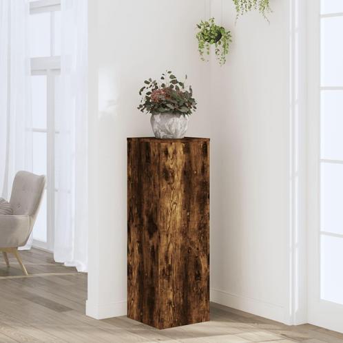 vidaXL Plantenstandaard 33x33x100 cm bewerkt hout gerookt, Tuin en Terras, Overige Tuin en Terras, Nieuw, Verzenden