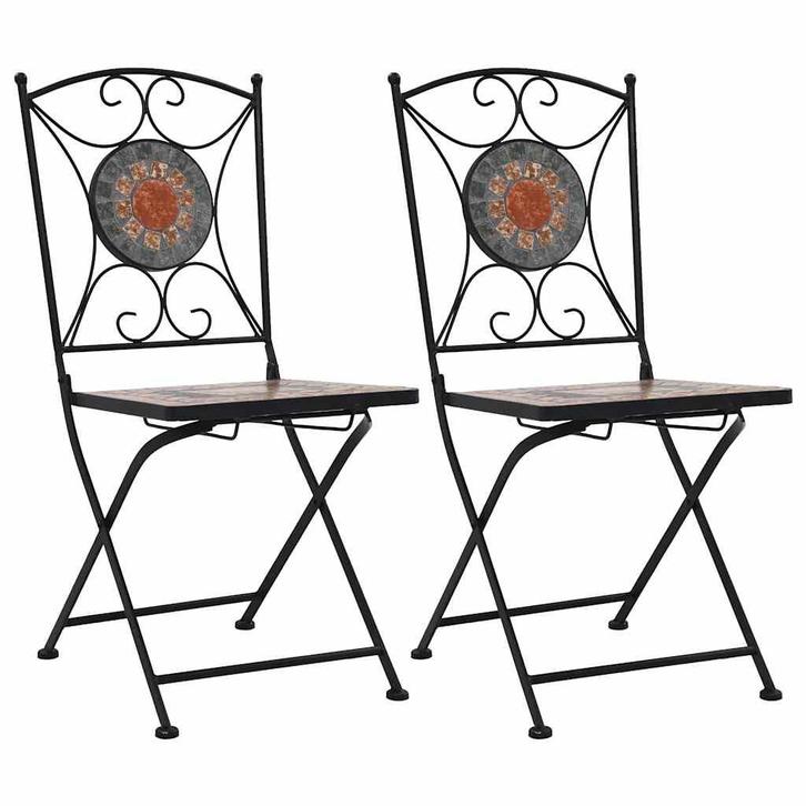 vidaXL Bistrostoelen mozaïek 2 st oranje en grijs, Tuin en Terras, Tuinstoelen, Nieuw, Verzenden