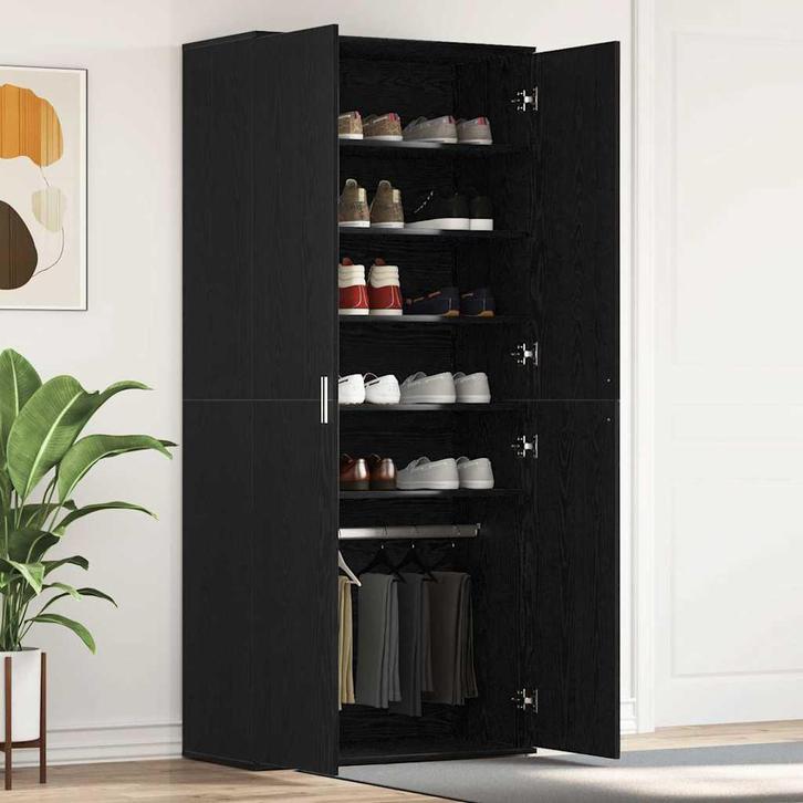 vidaXL Schoenenkast met de deur Zwart 80 x 39 x 180 cm, Huis en Inrichting, Kasten | Schoenenrekken, Nieuw, Verzenden
