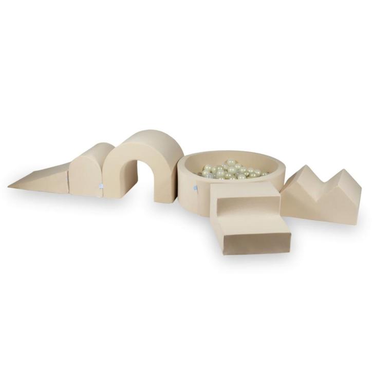 Foam speelset beige– 6-delig softplay klimtoestel met bal., Kinderen en Baby's, Speelgoed | Educatief en Creatief, Nieuw, Ophalen of Verzenden