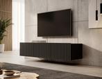 Meubella | TV-Meubel hangend zwart 150cm lamellen, Huis en Inrichting, Overige materialen, Verzenden, 150 tot 200 cm, Nieuw