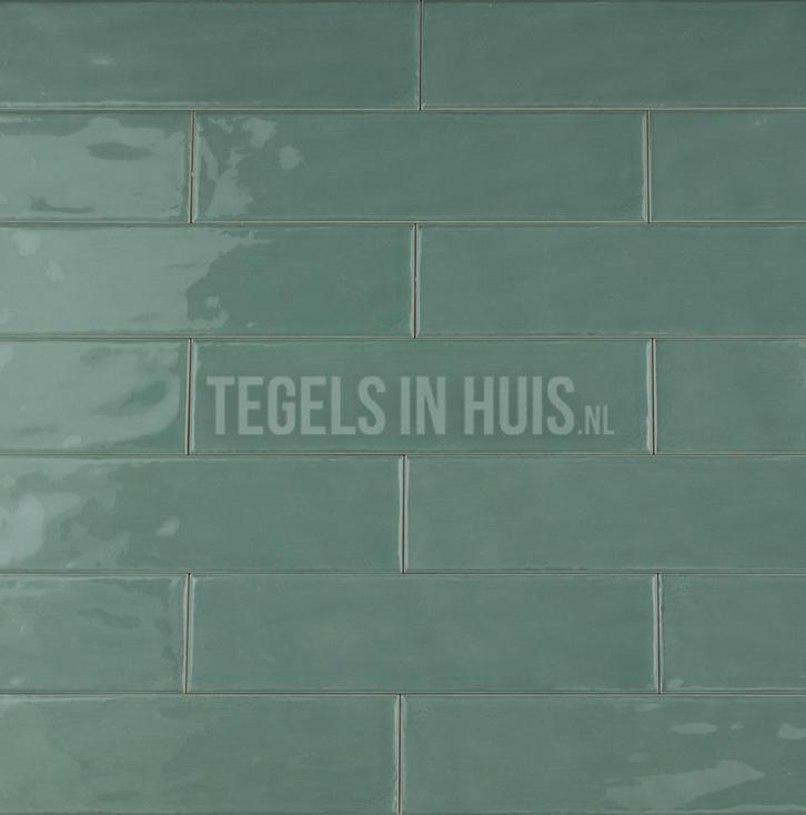 Wandtegel cottage 7,5x30 glans jade groen handvormlook met, Doe-het-zelf en Verbouw, Tegels, Wandtegels, Nieuw, 10 m² of meer