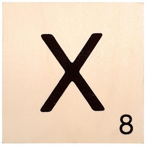 Houten Bordje 10x10x0.5cm - X - Zwarte Letter/Woordwaarde -, Huis en Inrichting, Woonaccessoires | Wanddecoraties, Nieuw, Ophalen of Verzenden