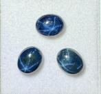 Kavel van 3 cabochon blauwe stersaffieren, 6 stralen. 12,75