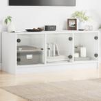 vidaXL Tv-meubel met glazen deuren 102x37x42 cm wit, 100 tot 150 cm, Verzenden, Nieuw, Minder dan 100 cm