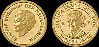 Aruba 10 florin 2004- 75 years of Juliana proof goud, Postzegels en Munten, Munten en Bankbiljetten | Toebehoren, Verzenden