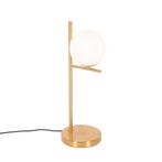 Art Deco tafellamp goud en opaal glas - Flore, Huis en Inrichting, Lampen | Tafellampen, Nieuw, Overige materialen, Design, 50 tot 75 cm