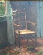 Nederlandse school (XX) - Interieur met houten stoel