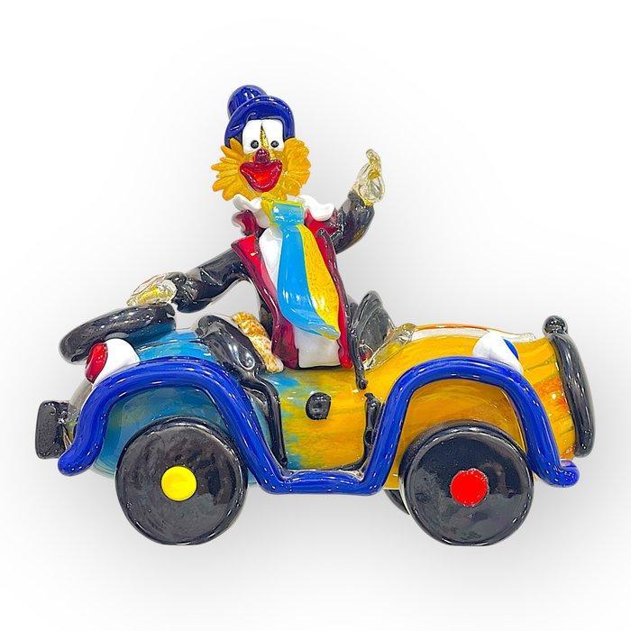 Filippo Maso - sculptuur, Clown su macchina - 20 cm -, Antiek en Kunst, Antiek | Glas en Kristal
