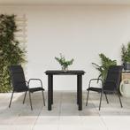 vidaXL 3-delige Tuinset textileen en staal zwart, 2 zitplaatsen, Verzenden, Nieuw, Rvs