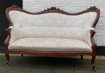 prachtige biedermeier antiek mahonie bank, rand met roosjes beschikbaar voor biedingen
